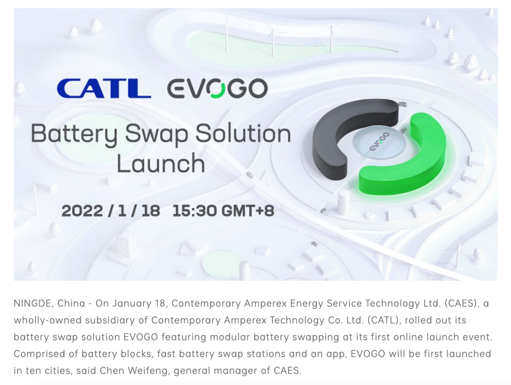 CATL EVOGO Battery Swap